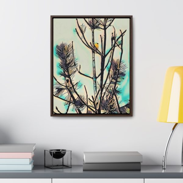 wall art with an enhanced image of a bird in a bare tree - A very beautiful wall hanging of Avian Art - Unique Garden Bird Print | Colorful Birds Canvas Wall Art with wall decor wood frame