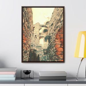 wall art of an enhanced image of an abandoned castle