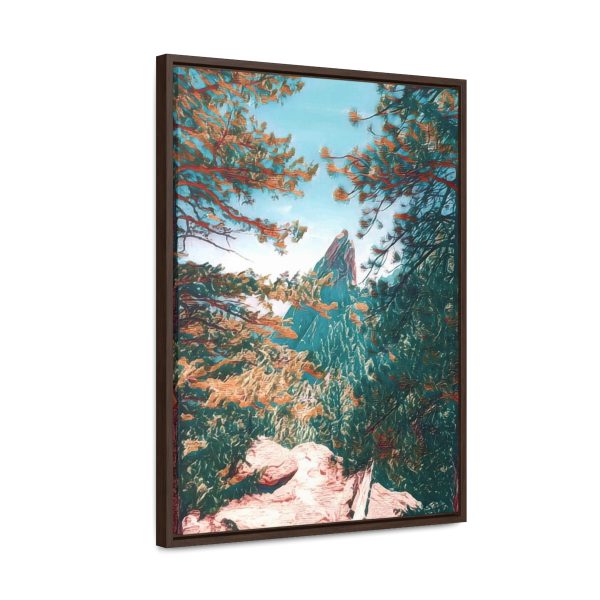 wall art enhanced image of a mountain peak in between two trees Boulder Flatirons Wall Art