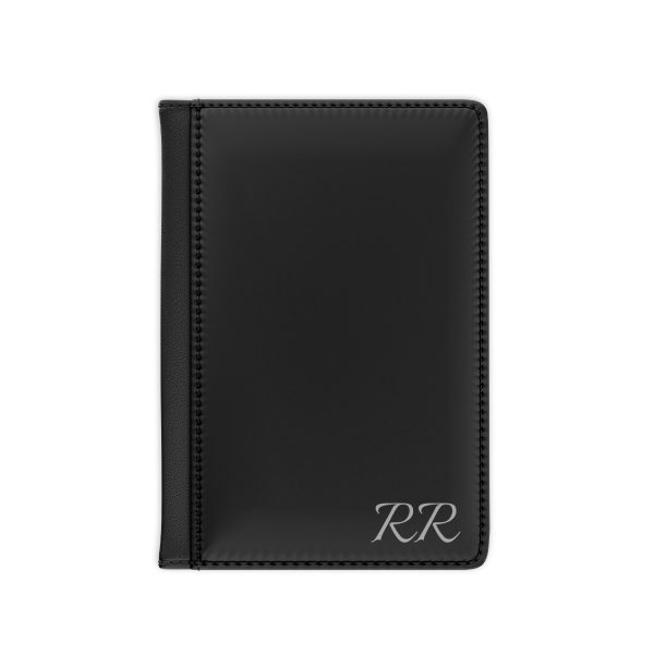 Elite Men's RFID Wallet sleek plain black bespoke passport cover with credit card sections showcased by itself front view