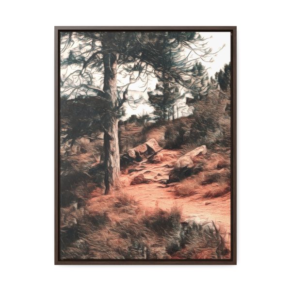 Enhanced wall art image of a lonely tree on a hiking path