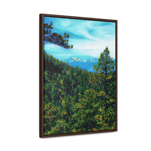 wall art of an image of a mountain view overlooking trees