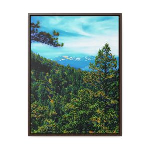 wall art of an image of a mountain view overlooking trees