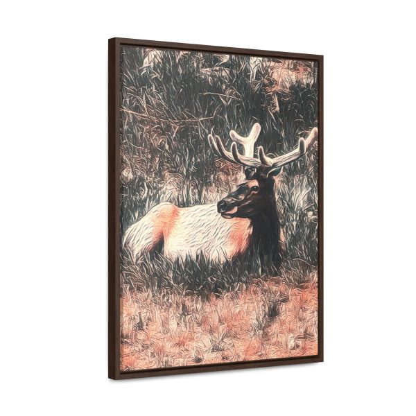 an elk sitting in tall grass - Timeless Stag Framed Print | Stag Framed Wall Art | Wall Decoration Wooden Frame