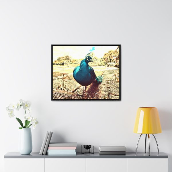 peacock framed art avian art, a peacock captured in a garden its vibrant colors striking on a framed wall decor